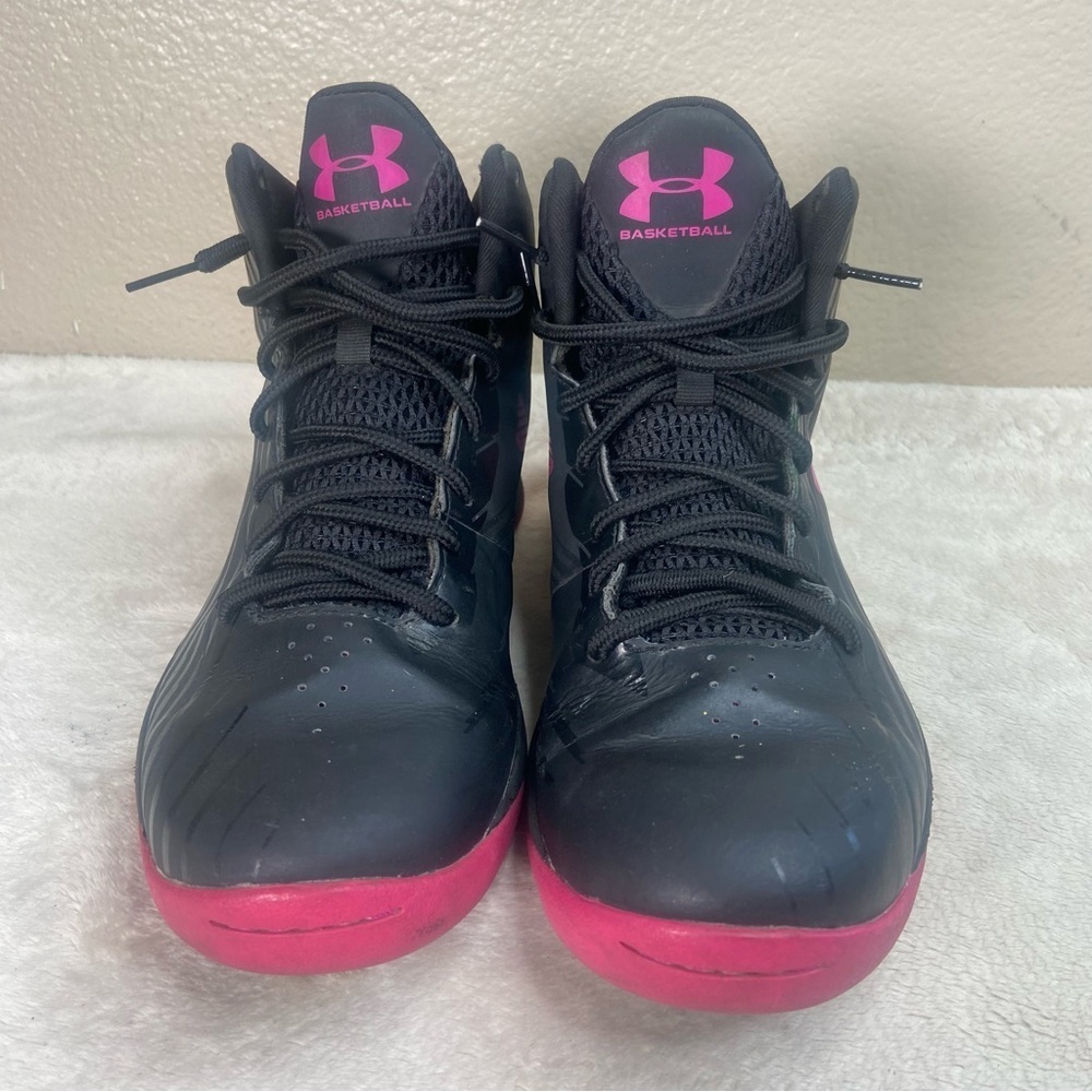 Under Armour Black Pink High Top Basketball Shoes Size 7.5 - Picture 8 of 14
